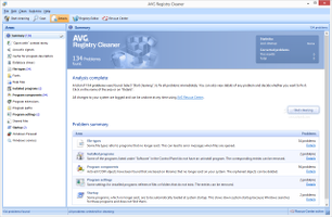 Showing the AVG PC Tuneup Dashboard Registry Cleaner